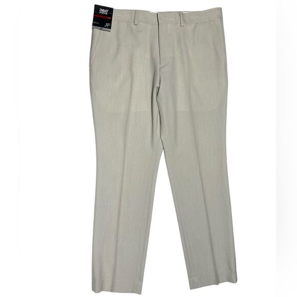 NWT JF J. Ferrar 34x30 Light Tan Dress Pants Slim Fit 360 Stretch Flat Front - Picture 2 of 9